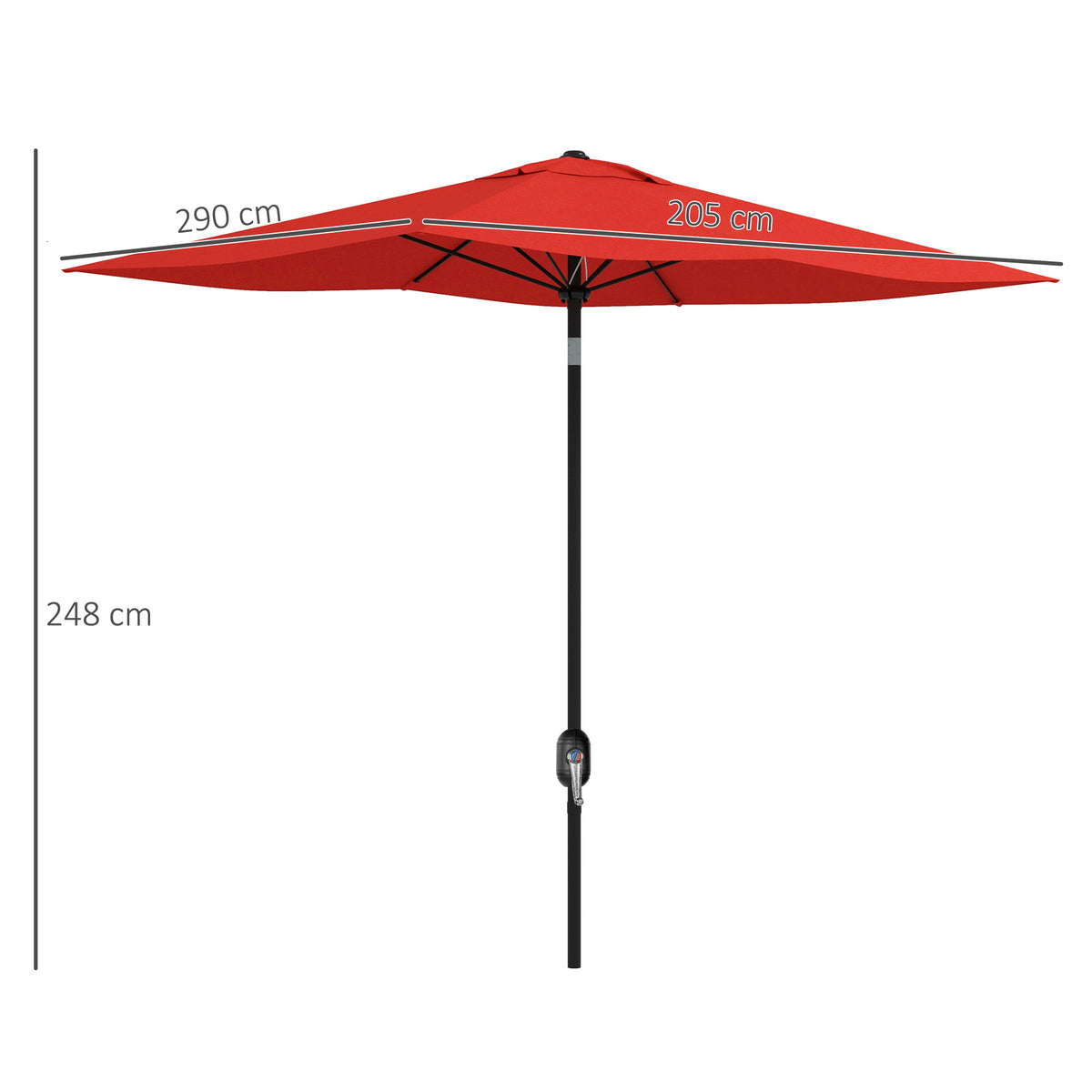 Outsunny Rectangular Parasol Umbrella in Wine Red