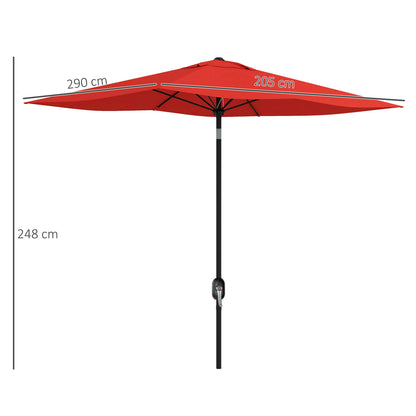 Outsunny Rectangular Parasol Umbrella in Wine Red