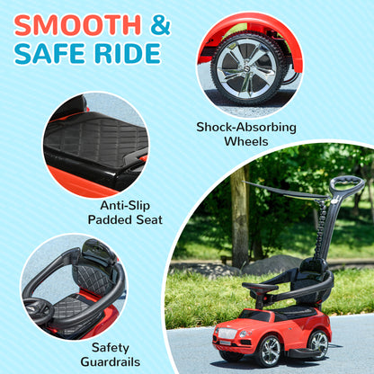 AIYAPLAY Bentley Bentayga Licensed 3-in-1 Baby Push Car, Ride on Car Sliding Car with Canopy, Horn Music - Red