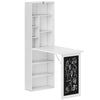 HOMCOM Wall Mounted Computer Desk, Folding Study Table with Black Board and Bookshelf, Multifunctional Floating Writing Desk for Home Office, White