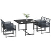 Outsunny Five-Piece Metal Dining Set, with Folding Back Chairs, Dark Grey