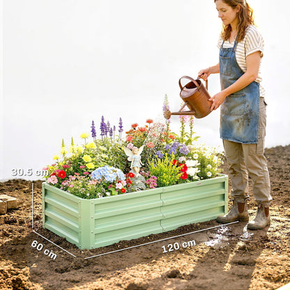 Outsunny Raised Beds for Garden, Galvanised Outdoor Planters, for Herbs and Vegetables, Use for Patio, Garden, Balcony