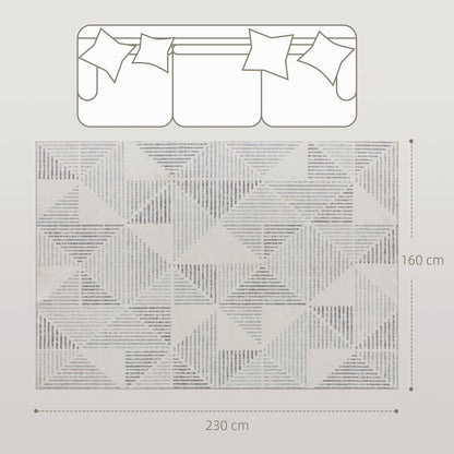 HOMCOM Modern Area Rug, Geometric Pattern Non-Slip Washable Rug, Soft Floor Carpet for Living Room, Bedroom, Dining Room, Home Office, 230 x 160 cm, Grey