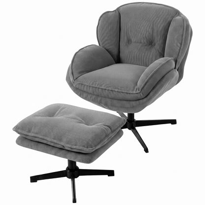HOMCOM Armchair with Adjustable Footstool in Grey