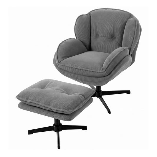 HOMCOM Armchair with Adjustable Footstool in Grey