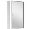HOMCOM Stainless Steel Wall mounted Bathroom Mirror Cabinet 2 Shelves Storage Unit Furniture w/Single Door (60H x 40L x 13D (cm))