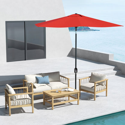 Outsunny Rectangular Parasol Umbrella in Wine Red