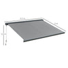 Outsunny 3.5x3m LED Light Full Cassette Case Electric/Manual Awning Door Window Sun Shade Patio Canopy Retractable w/ Remote Grey