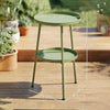Outsunny Patio Side Table, 2-Tier Round Coffee End Table for Garden Balcony Living Room Bedroom, Light Green