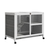 PawHut Wooden Rabbit Hutch Indoor with Wheels, Openable Roof, 91.5 x 53.3 x 73 cm, Grey