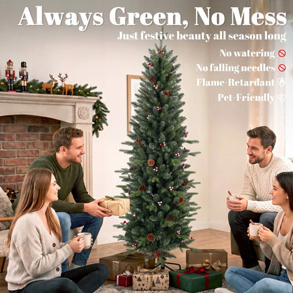 HOMCOM Slim Gracious Pine Xmas Tree in Green