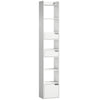 HOMCOM Bookcase Tall Narrow with 5 Tiers and Drawers Freestanding Bookshelf Storage Cabinet for Living Room White Wood Effect
