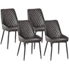 HOMCOM Retro Dining Chair Set of 4, PU Leather Upholstered Side Chairs for Kitchen Living Room with Metal Legs, Grey