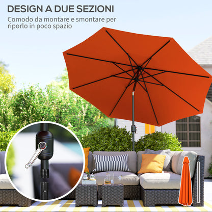 Outsunny 3 m Garden Parasol Umbrellas in Orange