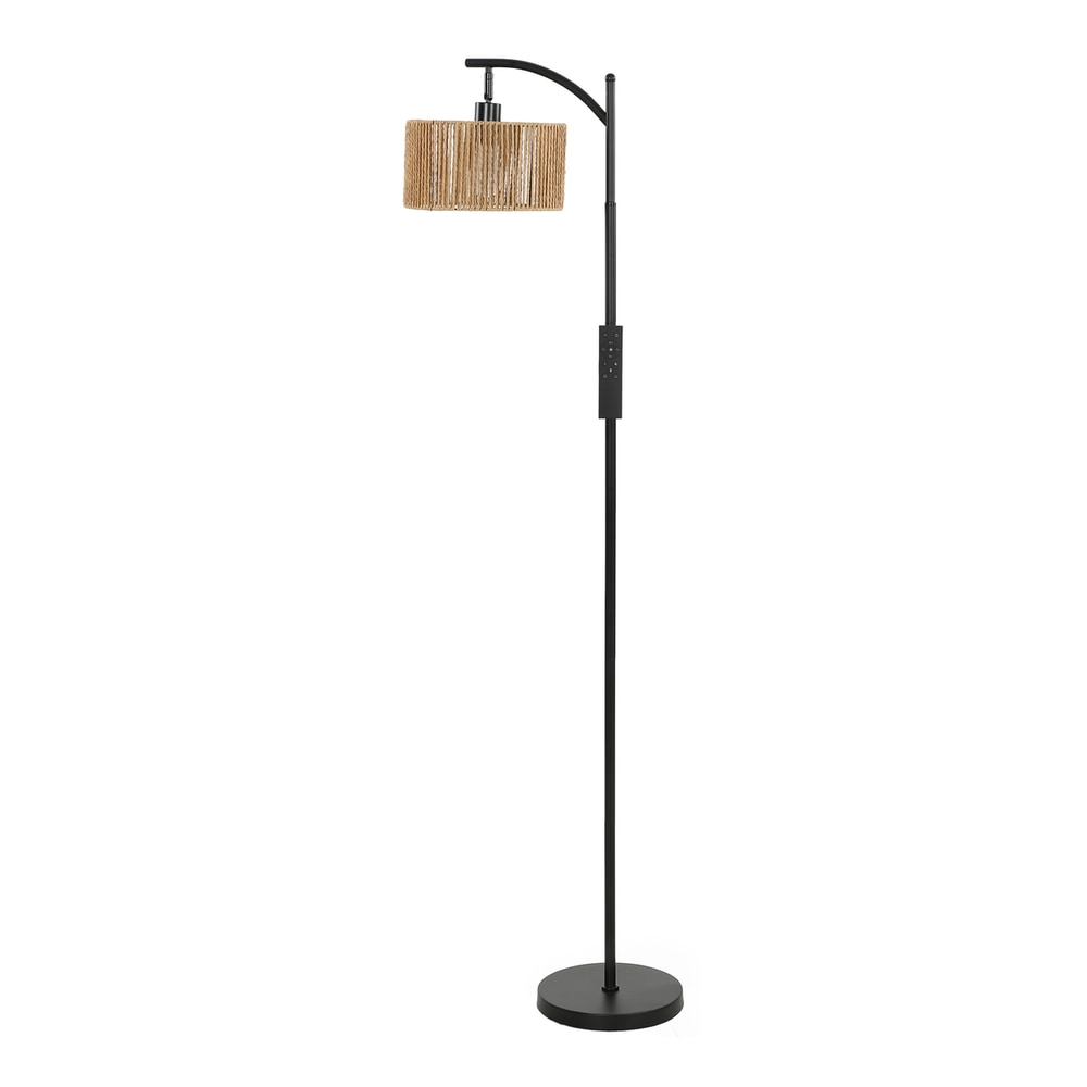 HOMCOM LED Floor Lamp, 160 cm Modern Dimmable Standing Lamp with Adjustable Shade, Magnetic Remote, Black