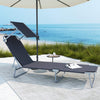 Outsunny Outdoor Foldable Sun Lounger, 4 Level Adjustable Backrest Reclining Sun Lounger Chair with Angle Adjust Sun Shade Awning for Beach, Garden, Patio, Grey