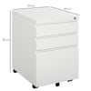 Vinsetto 3 Drawer Filling Cabinet, Mobile Metal File Cabinet with Anti-tilt Design for Letter, A4, Legal Size, White