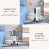 HOMCOM 1500W Oil Filled Radiator, Portable Electric Heater with 3 Heat Settings, Safety Cut-Off and Wheels, White