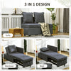 HOMCOM Convertible Single Sofa Bed with Thick Padded Seat, 3-in-1 Multi-Functional Sleeper Chair Bed with Magazine Pocket, for Living Room, Grey
