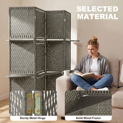 HOMCOM Wave Fibre Freestanding Folding Privacy Screen Panels, Room Divider, Grey