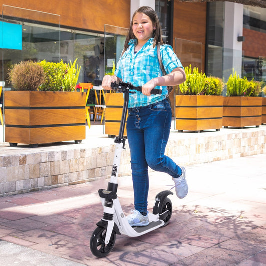 HOMCOM Folding Kick Scooter in White
