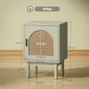 HOMCOM Rattan Bedside Table for Bedroom - Light Green