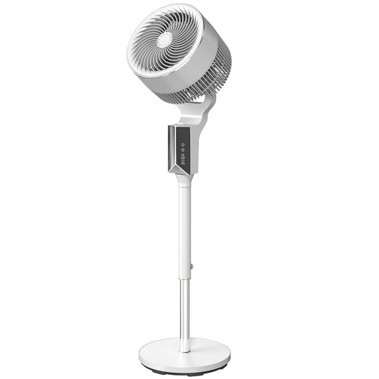 HOMCOM 20 dB Silent Standing Fan for Bedroom, 46" Pedestal Fan with Remote, 85Â° Oscillating, 8 Speeds, White