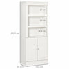 HOMCOM Kitchen Cupboard with 6-tier Shelving, Freestanding Storage Cabinet, Pantry Cupboard with 3 Open Compartments and Double-door Cabinet with Adjustable Shelves, White