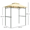 Outsunny 8' x 5' Grill Gazebo, Double Tiered BBQ Gazebo Shelter Canopy with LED Lights, 2 Side Shelves, Hooks, Beige