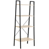 HOMCOM Ladder Shelf, Bookshelf, 4-Tier Industrial Storage Rack for Living Room, Bedroom, Kitchen, Oak and Black