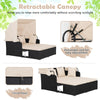 Garden Rattan Daybed with Retractable Canopy and Cushions-Beige