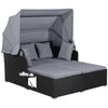 Garden Rattan Daybed with Retractable Canopy and Cushions-Grey