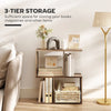HOMCOM Side Table, Narrow End Table with Storage Shelves, S-Shaped, 3-Tier, 50W x 19.5D x 58H cm, Oak