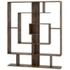 7-Tier Geometric Bookshelf with 2 Anti-Tipping Kits-Rustic Brown