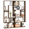 7-Tier Geometric Bookshelf with 2 Anti-Tipping Kits-Rustic Brown