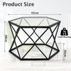 Modern Accent Geometric Glass Coffee Table with Solid Metal Frame-Black