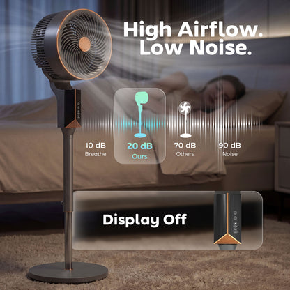 HOMCOM 20 dB Silent Standing Fan in Grey