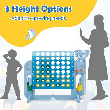 A silhouette showing the height options for the giant connect four game
