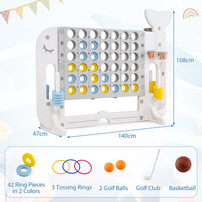 The parts included with the giant connect four game