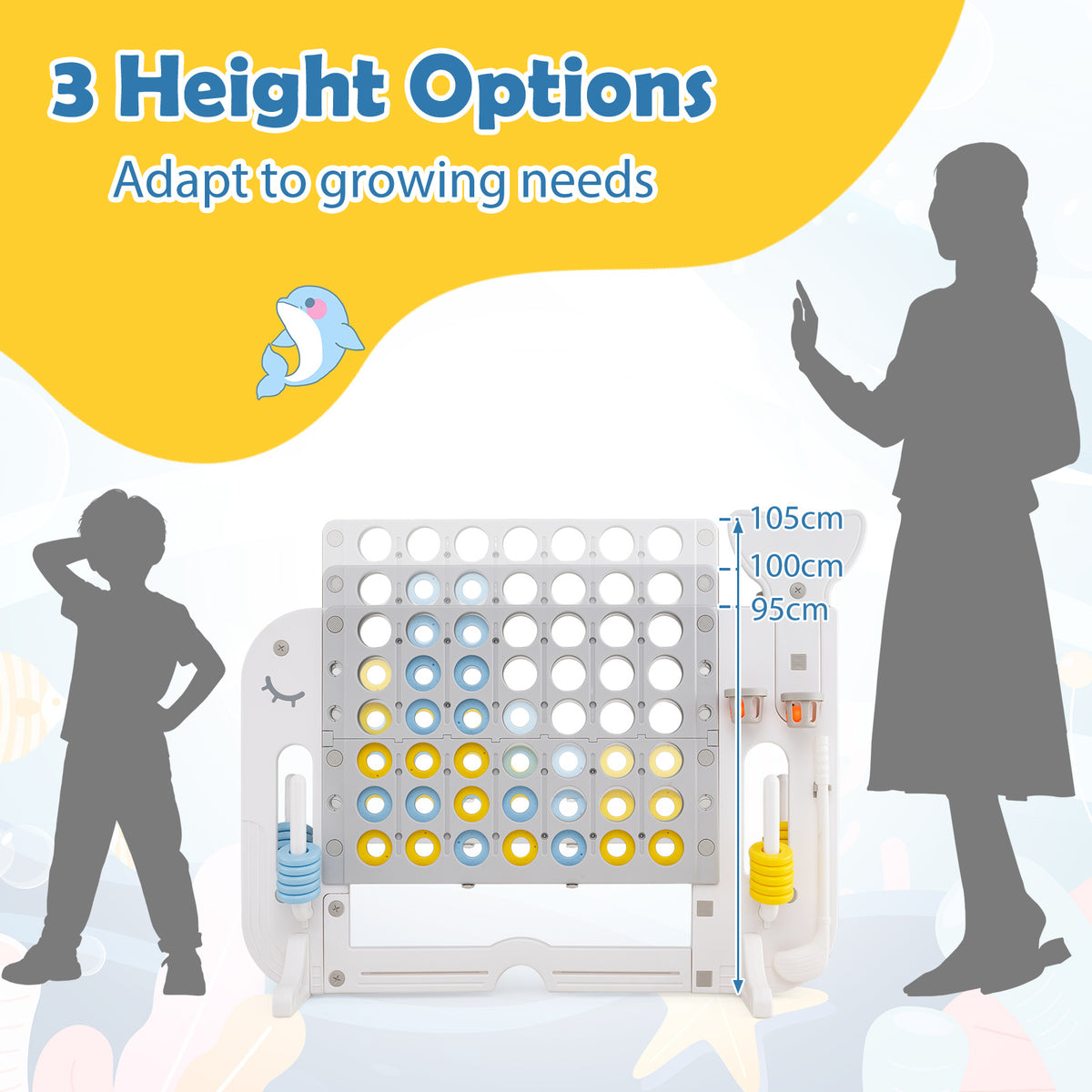 Silhouette of children showing height options for the game