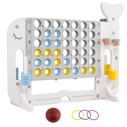 Giant 4-to-Score Game Set Jumbo Connect Four Game with ring toss and basketball hoop
