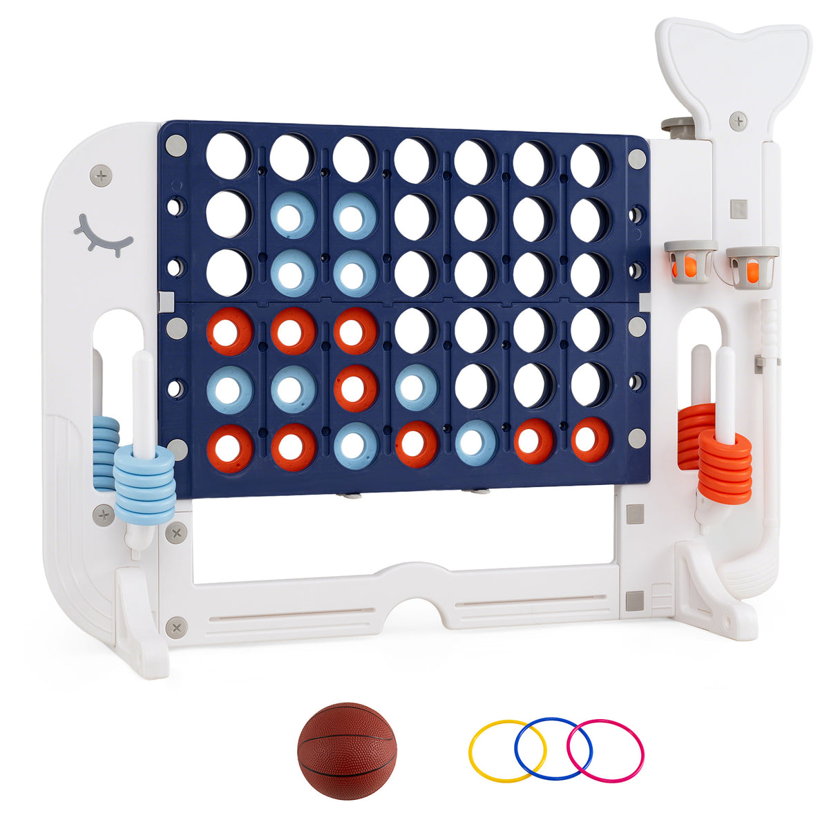 Giant 4-to-Score Game Set Jumbo Connect Four Game with navy blue and white frame