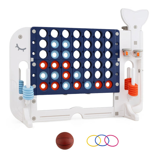 Giant 4-to-Score Game Set Jumbo Connect Four Game with navy blue and white frame