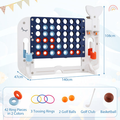 The lawn games set with included accessories like rings and balls