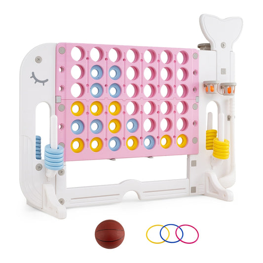 Giant 4-to-Score Game Set Jumbo Connect Four Game with basketball and rings on a white background