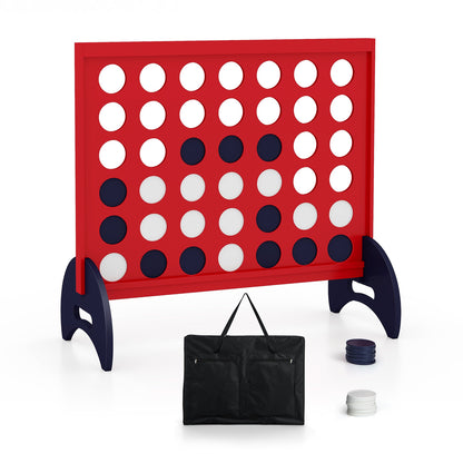 Giant 4-to-Score Game Set with red frame and blue legs, includes carrying bag and discs