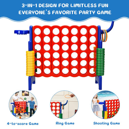 The lawn game shown with three circular insets demonstrating different ways to play