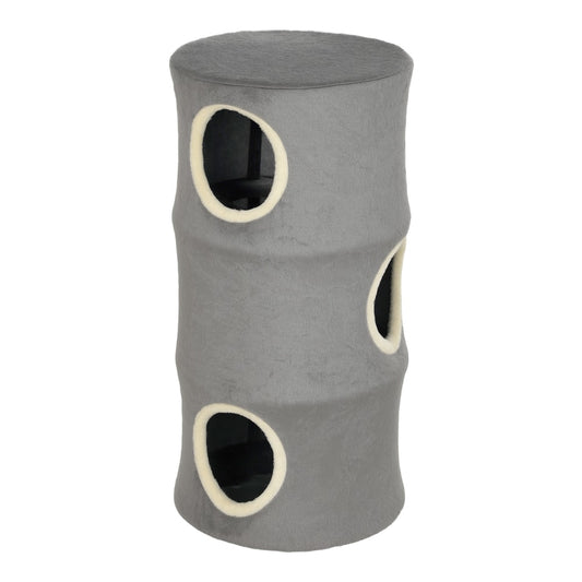 PawHut Cat House for Indoor Kittens, Cat Condo with Removable Washable Cover, Modern Barrel-Shaped Kitty Cave Bed