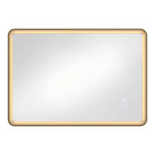 HOMCOM Bathroom Mirror with LED Lights, 100x70cm Rectangle Bathroom Mirror, Dimmable, Bluetooth, Anti-Fog, Gold Tone