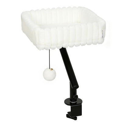 PawHut Cat Desk Bed, Rotatable Raised Cat House for Desk, Window, Soft Kitten Hammock with Hanging Ball, White